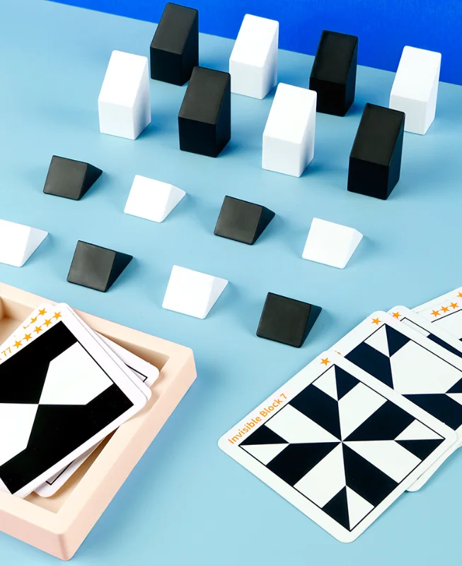 Kids Invisible Block Puzzle Game, Black‑White Reasoning Building Blocks Set, Logical Thinking Educational Board Game For Family