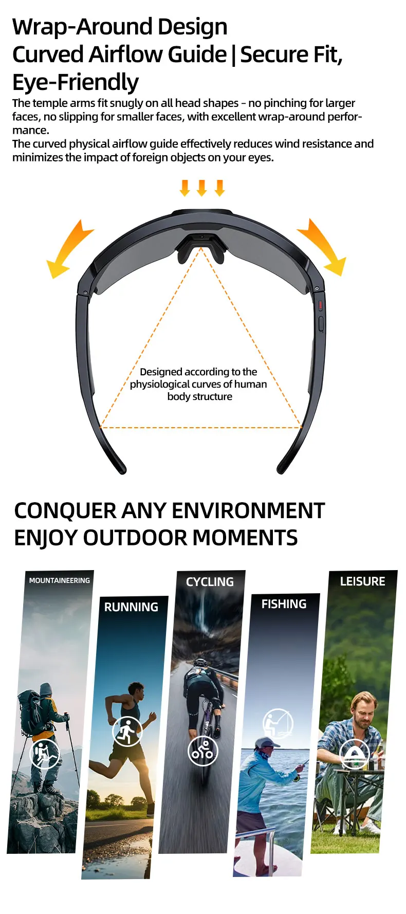 2026 Fahrrad-KI-Smart-Brille für Herren mit 3000W Kamera, 1200P Video, ChatGPT KI-Sprachassistent, 32GB, 150+ Übersetzungen, WLAN-Smart-Sonnenbrille – Detail 5