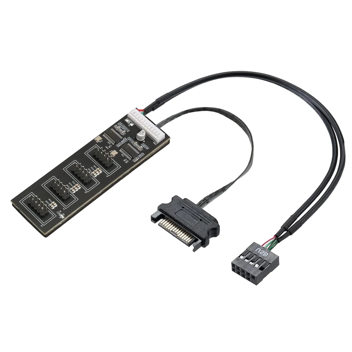 Hot Sale 9Pin USB Header Splitter with SATA Power Cable, Internal USB Hub Extension USB 2.0 Splitter Connector for Motherboard