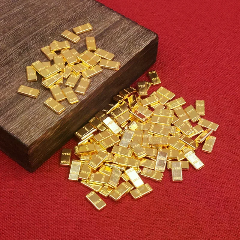 50pcs/set Dollhouse Miniature Gold Bars Model For Doll House Decor Kids Pretend Play Toys Gift