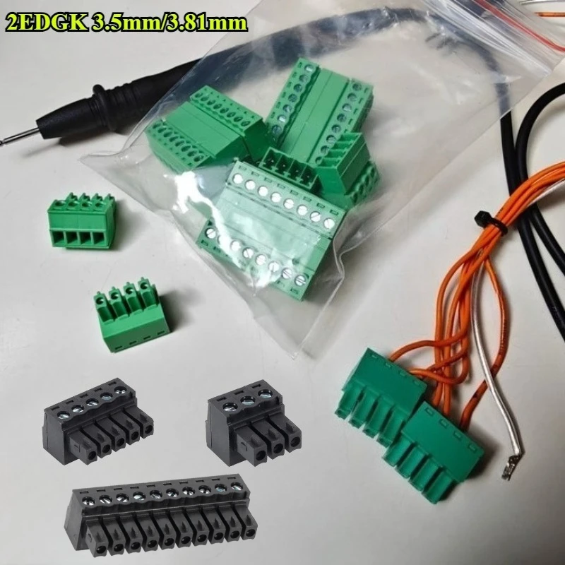 5/10/30Pcs/lot 2EDGK 3.5mm Plug in PCB Terminal Block 15EDGK 3.5MM/ 3.81MM Pitch Connector Black wire connectors cable