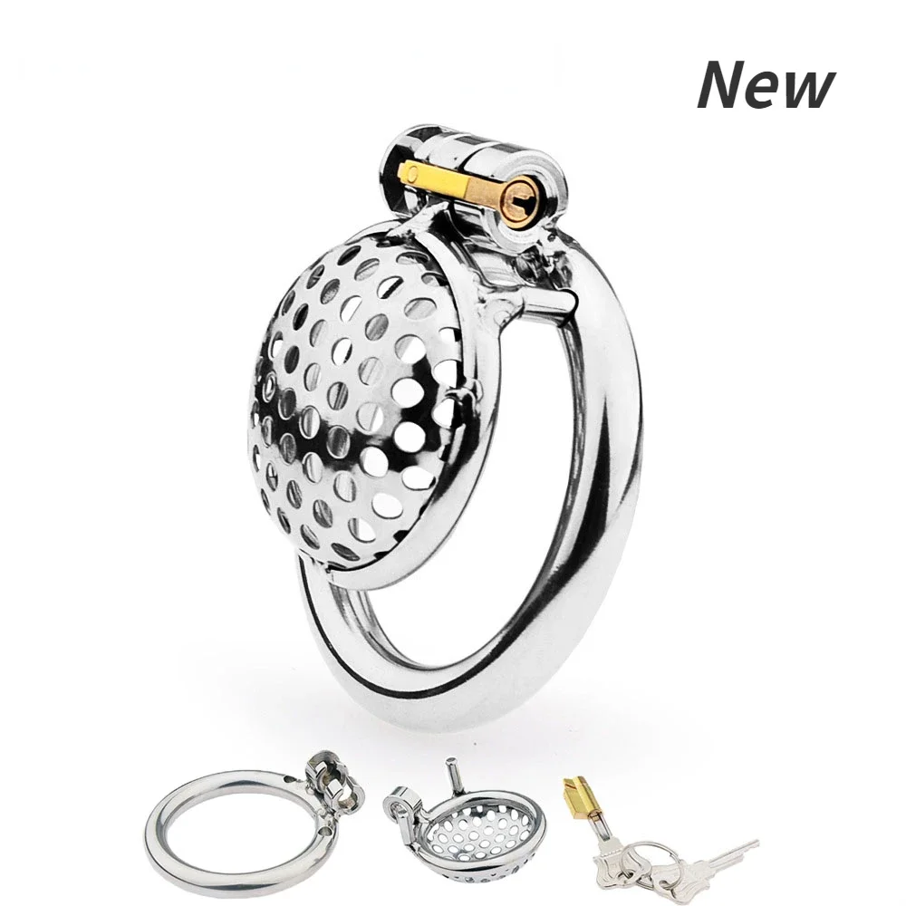 New Male Metal Breathable Chastity Cage Lock Adult Games Penis Cage Male Sexy Toys Adult Sex Toys Couple Flirting Homosexual 18+