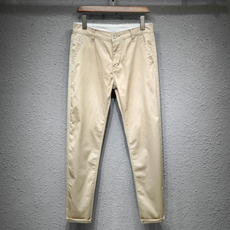 Summer 7 Color Ultra-thin Men\'s Ice Silk Casual Pants Soft Comfortable Solid Color Elastic Business Straight Trousers Brand
