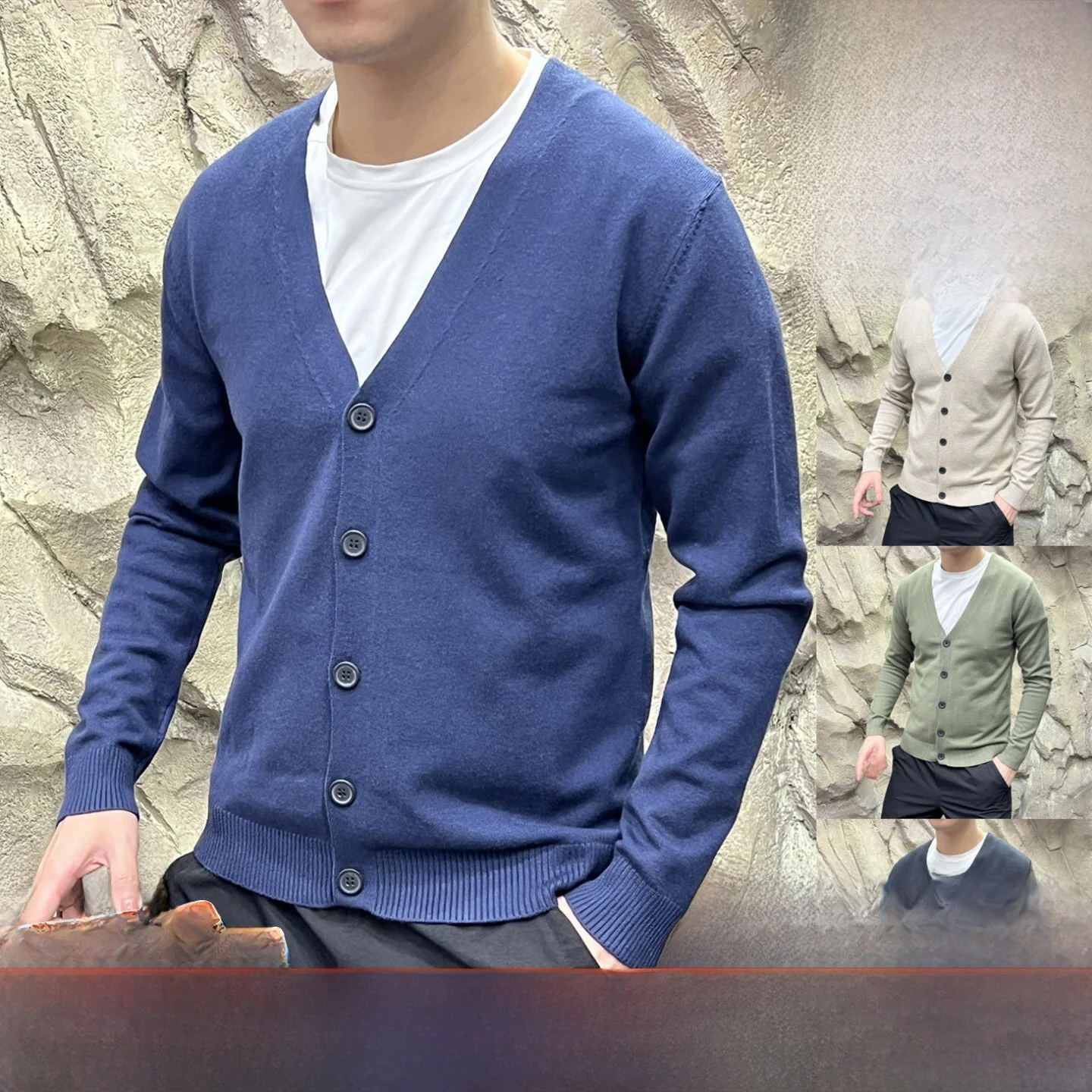 

Итальянский роскошный легкий осенний Новое поступление, повседневный открытый кардиган с v-образным вырезом, вязаный свитер, простой дизайн, смесь хлопка из полиэстера