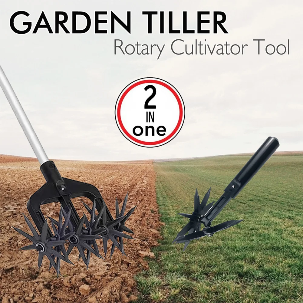 

2 in 1 Garden Aerator Garden Soil Scarifier Gardening Rotary Tiller Rotary Cultivator Tool Garden Lawn Ripper for Garden