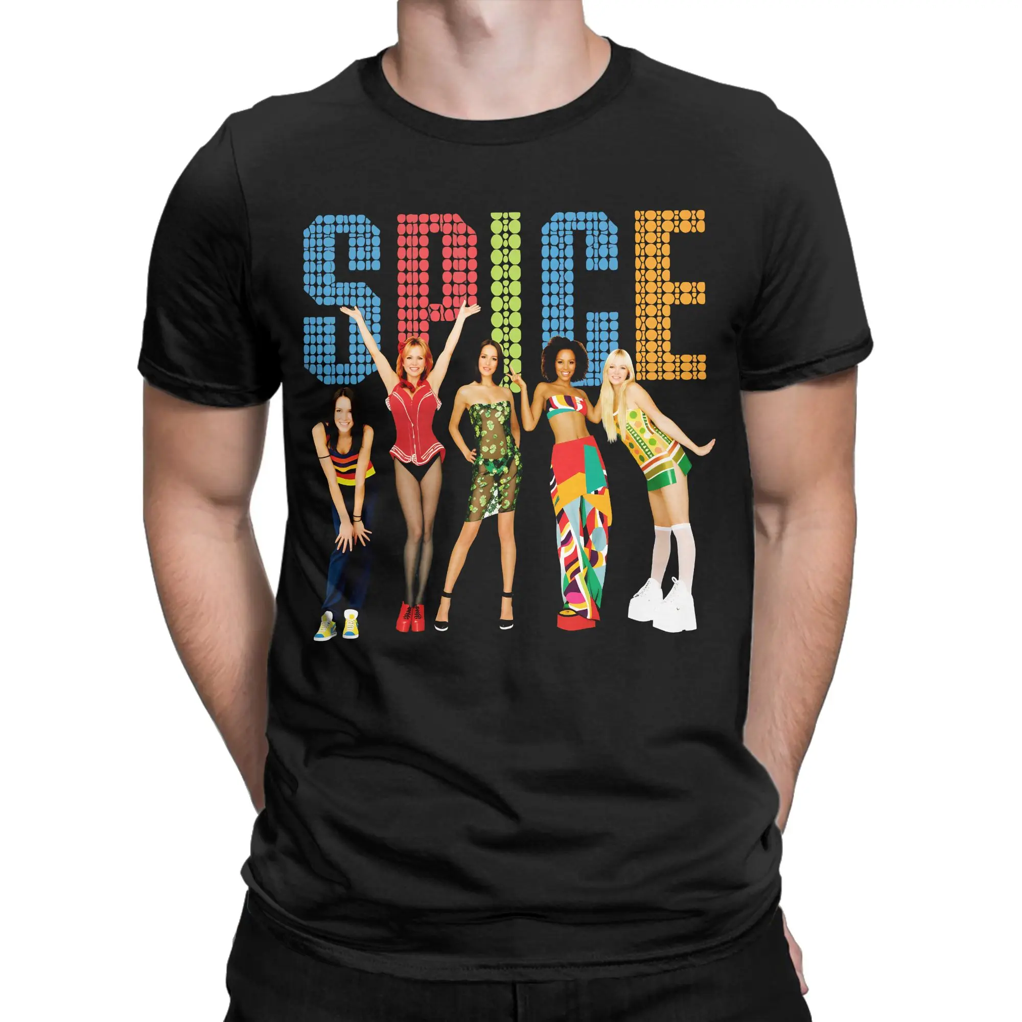 SPICE GIRLS WORLD TOUR  T-Shirt  Trendy Cool T-Shirts Short-Sleeved Y2K Funny Tops Summer 100 Cotton Oversize Top Tees