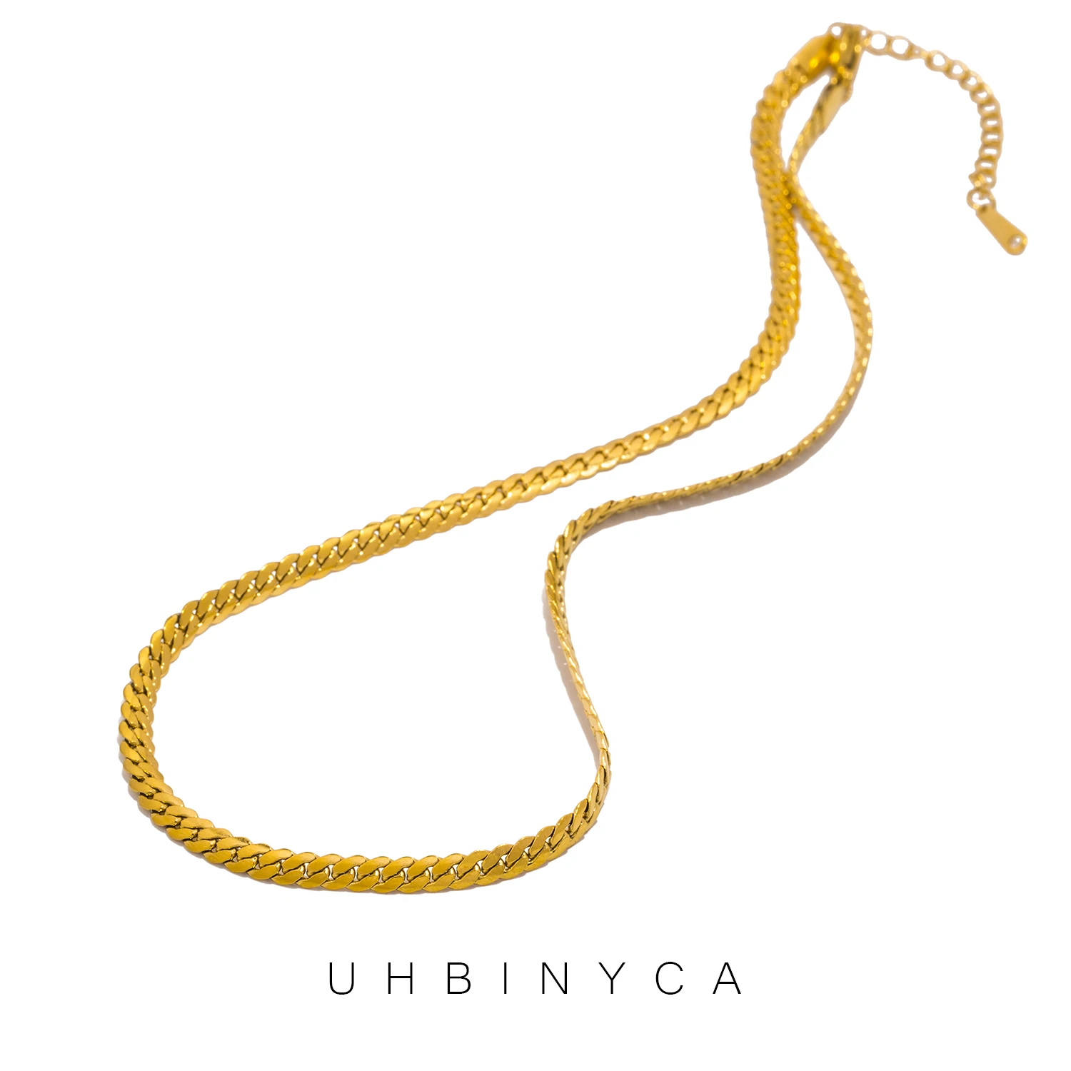 UHBINYCA Minimalist Horsewhip Chain Necklace for Women, Stainless Steel Gold-plated Versatile Jewelry