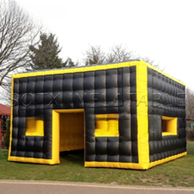 

Black and Yellow Airbox Outdoor Inflatable Party Cube Tent Event Shelter Gravity Cube House with Safety Strapindows for sale