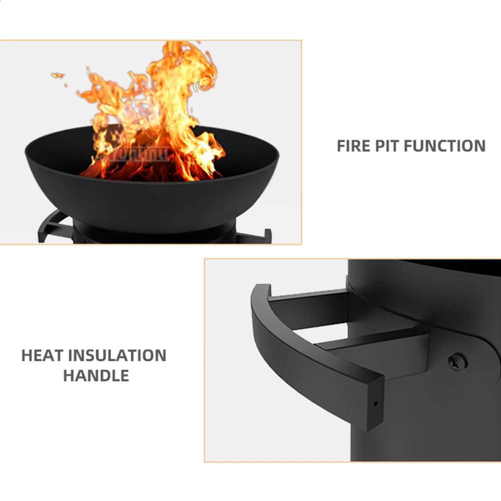Garden Fireplace,Garden Fire Pit,Upright Wood-Burning Stove,  Multifunctional Heater, for Heating and Barbecuing