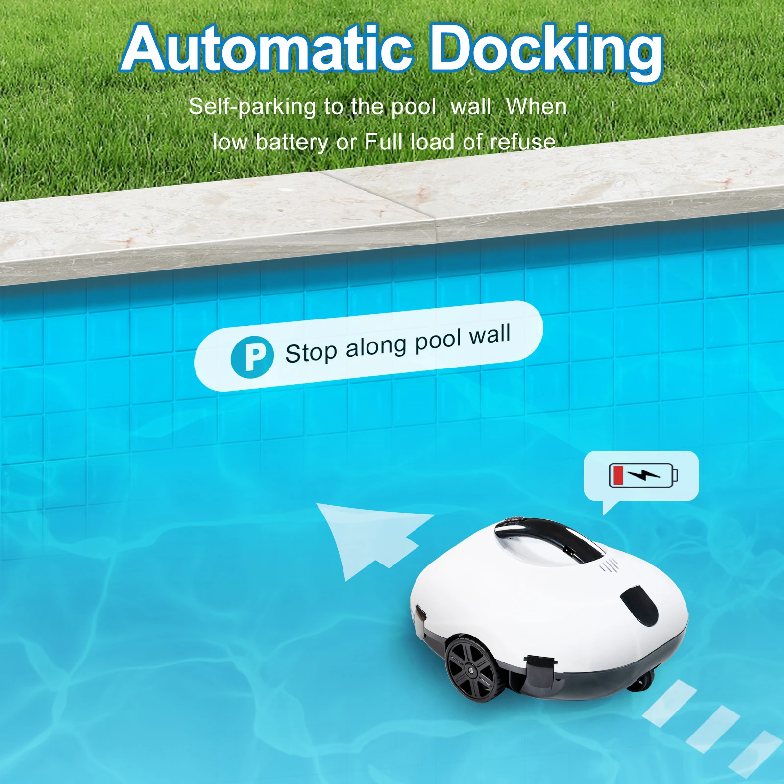 Full Automatic Robotic Pool Cleaner Self-Parking Cordless Pool Vacuum Cleaner Robot For Outdoor Pool Cleaner