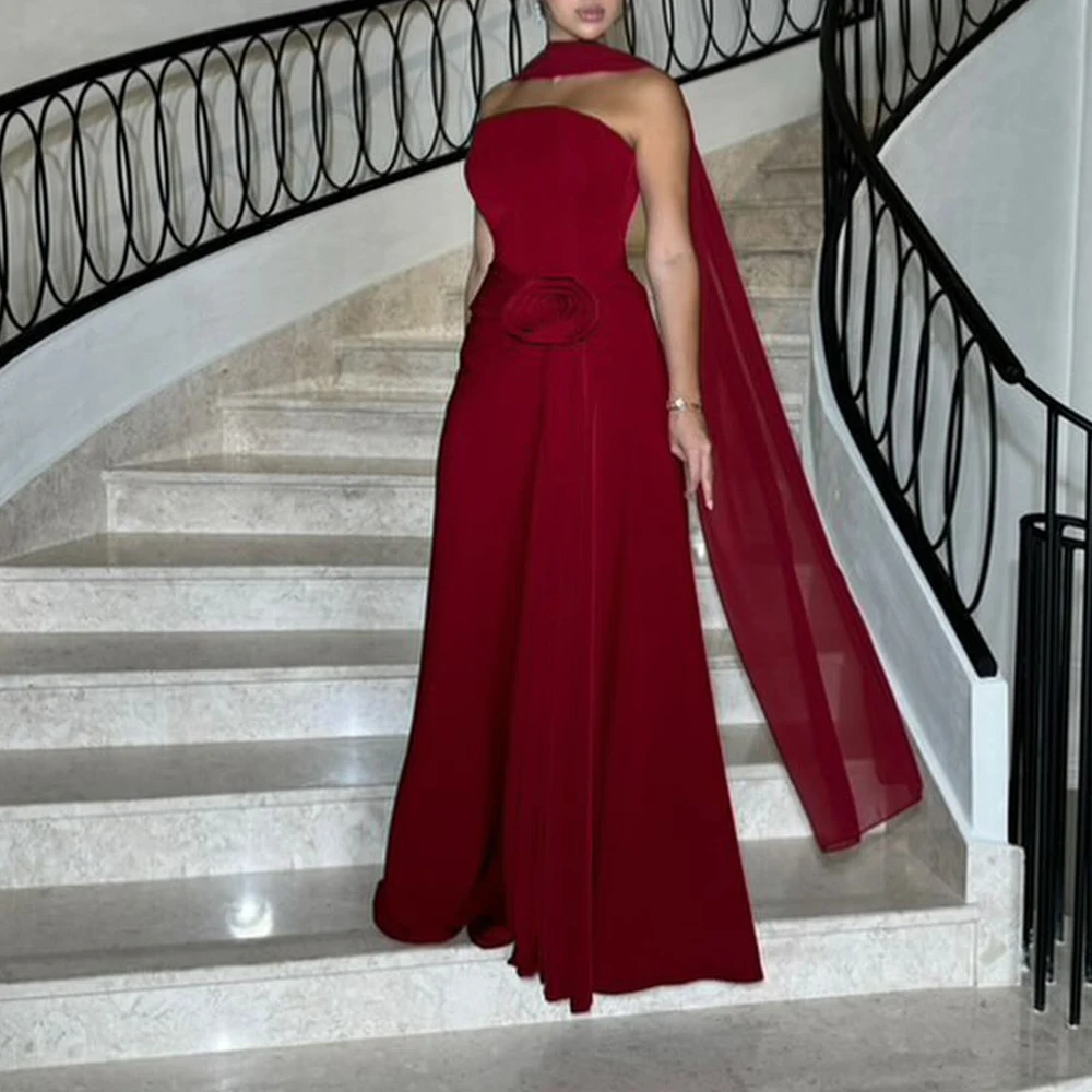 تخصيص عالية الجودة جيرسي ألف خط ثلاثية الأبعاد الزهور فستان سهرة مزاجه طول الأرض بدون حمالات vestidos de fiesta حجم مخصص