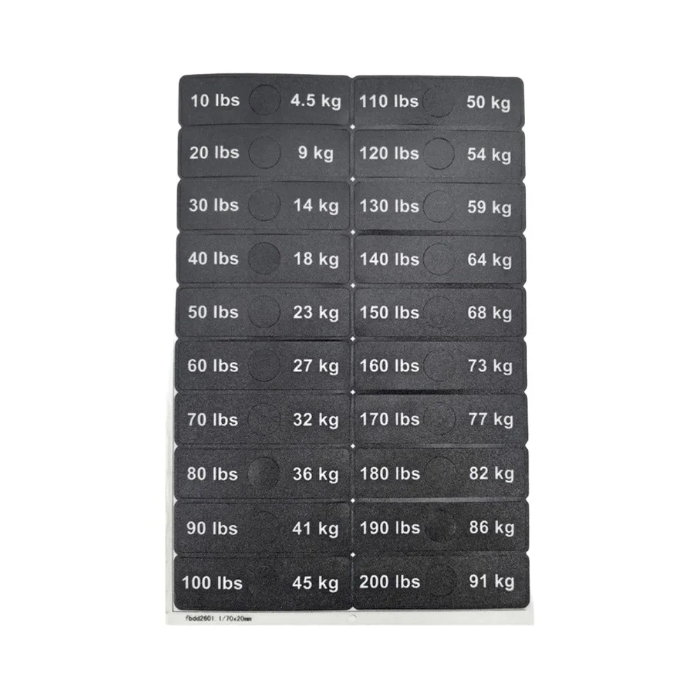 2pcs Fitness Equipment Weight Stickers 4.5kg-91kg Gym Weight Stack Label Number Fitness Equipment Weight Plate Sticker