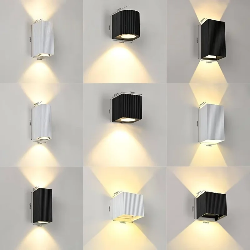 Indoor Outdoor Led Wall Lights Ip65 Waterproof Garden Porch Adjustable Up Down Glow Wall Lamp Surface Mounted Balcony Spotlight