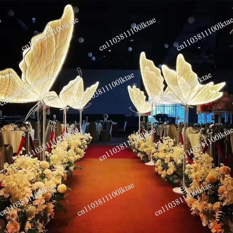 60/80/100cm Wedding Butterfly Floor Lamp Creative Butterfly  Stage Setting Glowing Hanging Decoration Prop for Wedding Ornaments