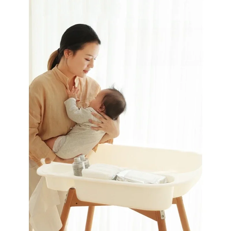 Solid wood diaper table Baby care table Multifunctional diaper change massage Touch bath table