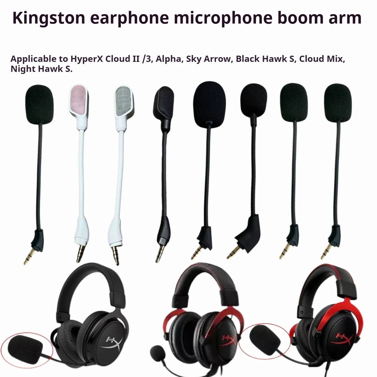 Microphone de remplacement pour casque HyperX Cloud2 Cloud3 Cloud Alpha MIX OrbitS RevolverS Flight, micro détachable