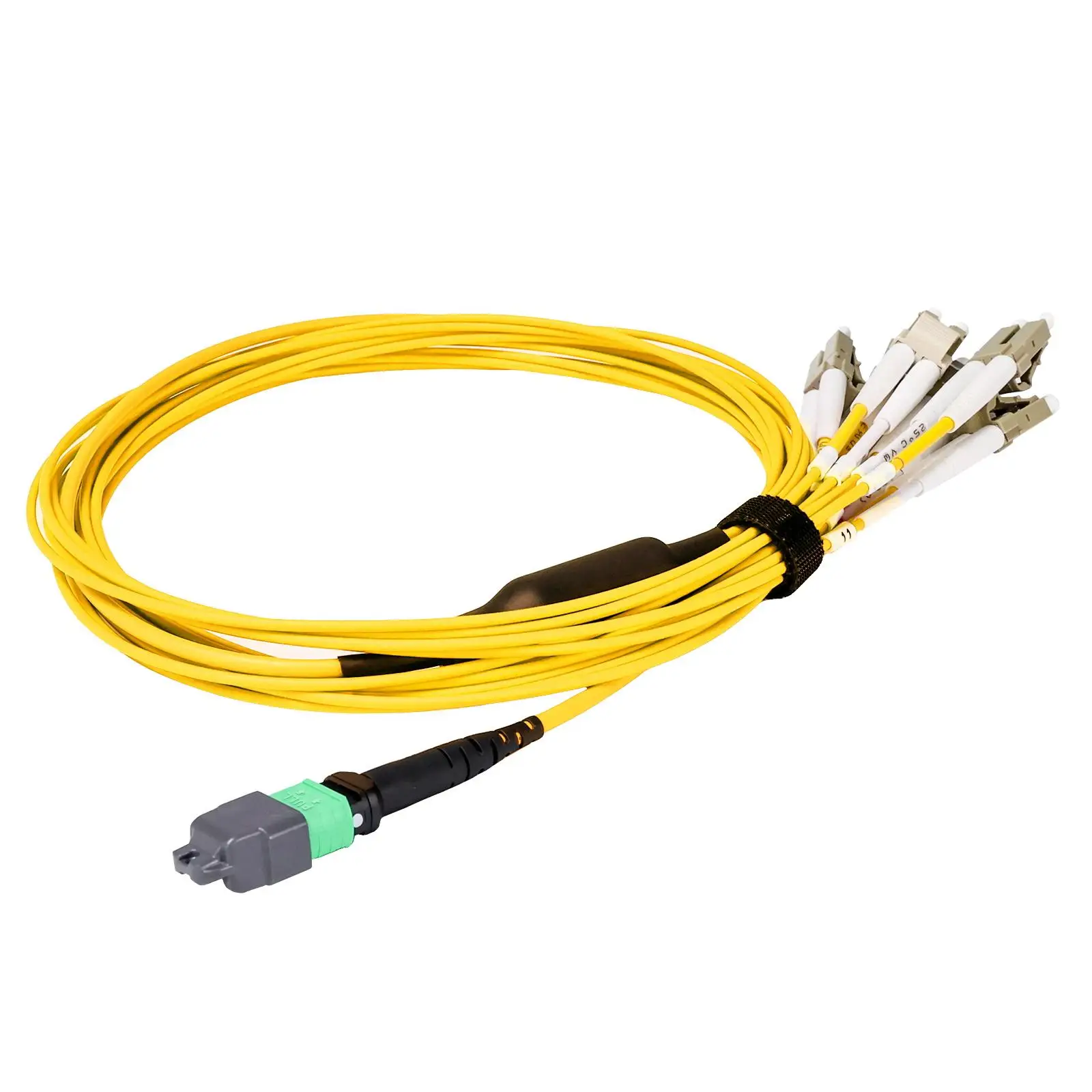 OS2 12-Fiber Fanout Assembly, MPO APC Female to 6 LC UPC Duplex, 9/125μm Single Mode Type B Breakout Cable