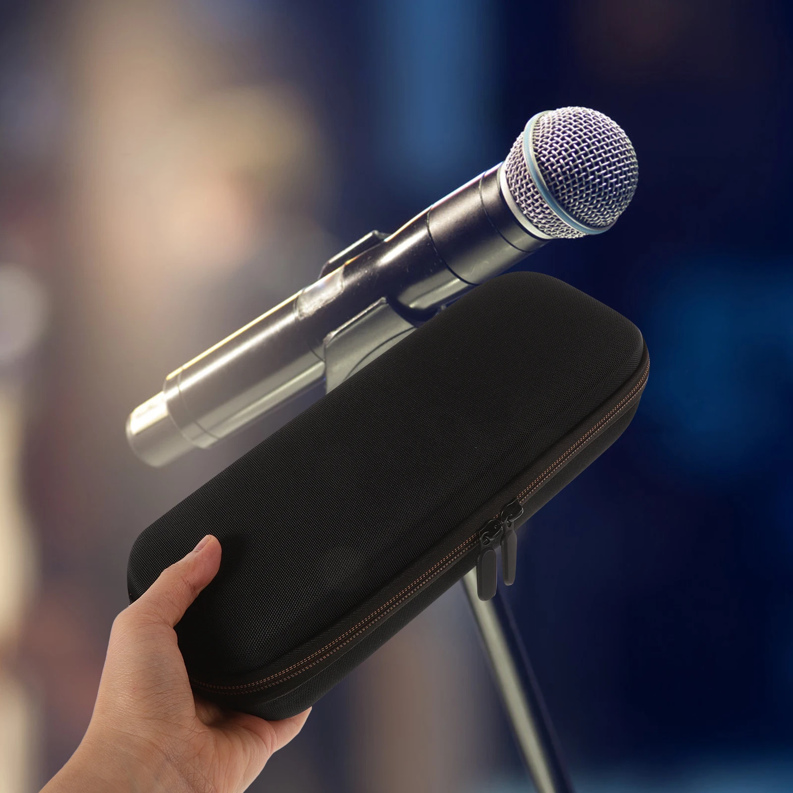 

Dual Microphone Eva Case For Waterproof Shockproof Portable Mic Storage Box Compatible With Wireless Mics Travel