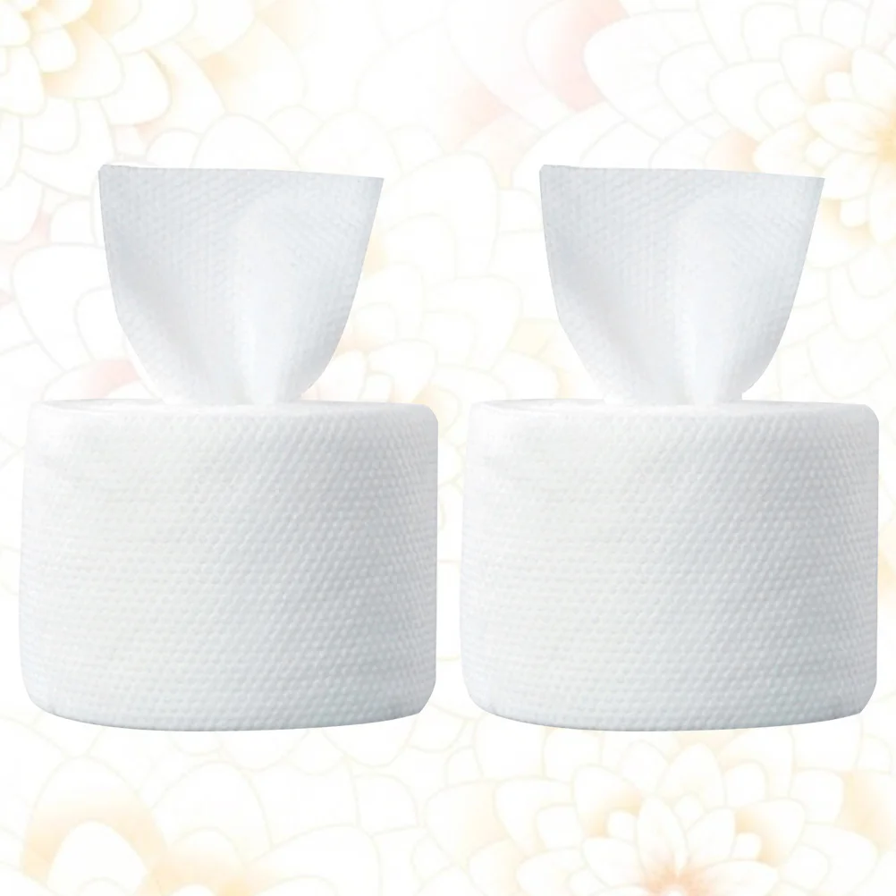 2 Rolls Cotton Soft Disposable Face Washing Towel Wet Dry Use Facial Tissue Makeup Remover Disposable Facial Towel