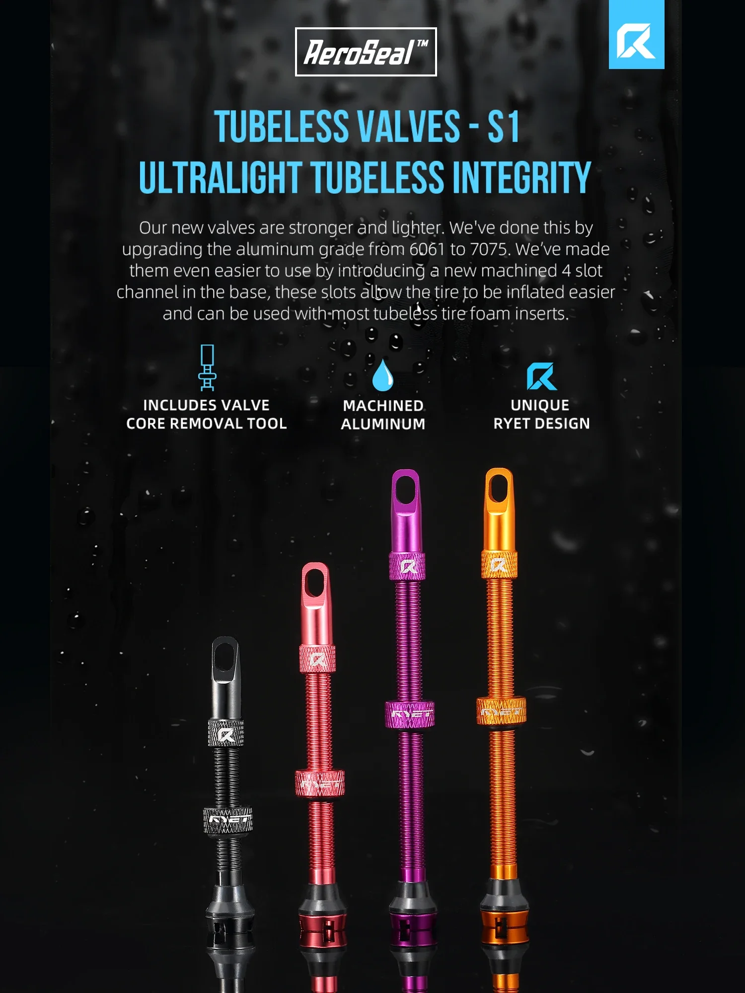 AliExpress RYET Presta Tubeless Valves 44/60/70/80mm Tubeless Bike Valves for Road/MTB CNC Aluminum Valve Core Removable Sealant-Com