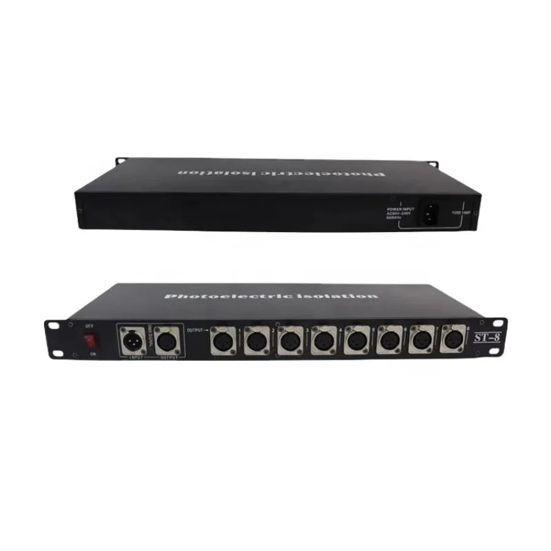 DMX Signal Amplifier 8 Way Distributor Dmx 8 Output Ports Controller Dimmer Signal Optical Isolation Splitter