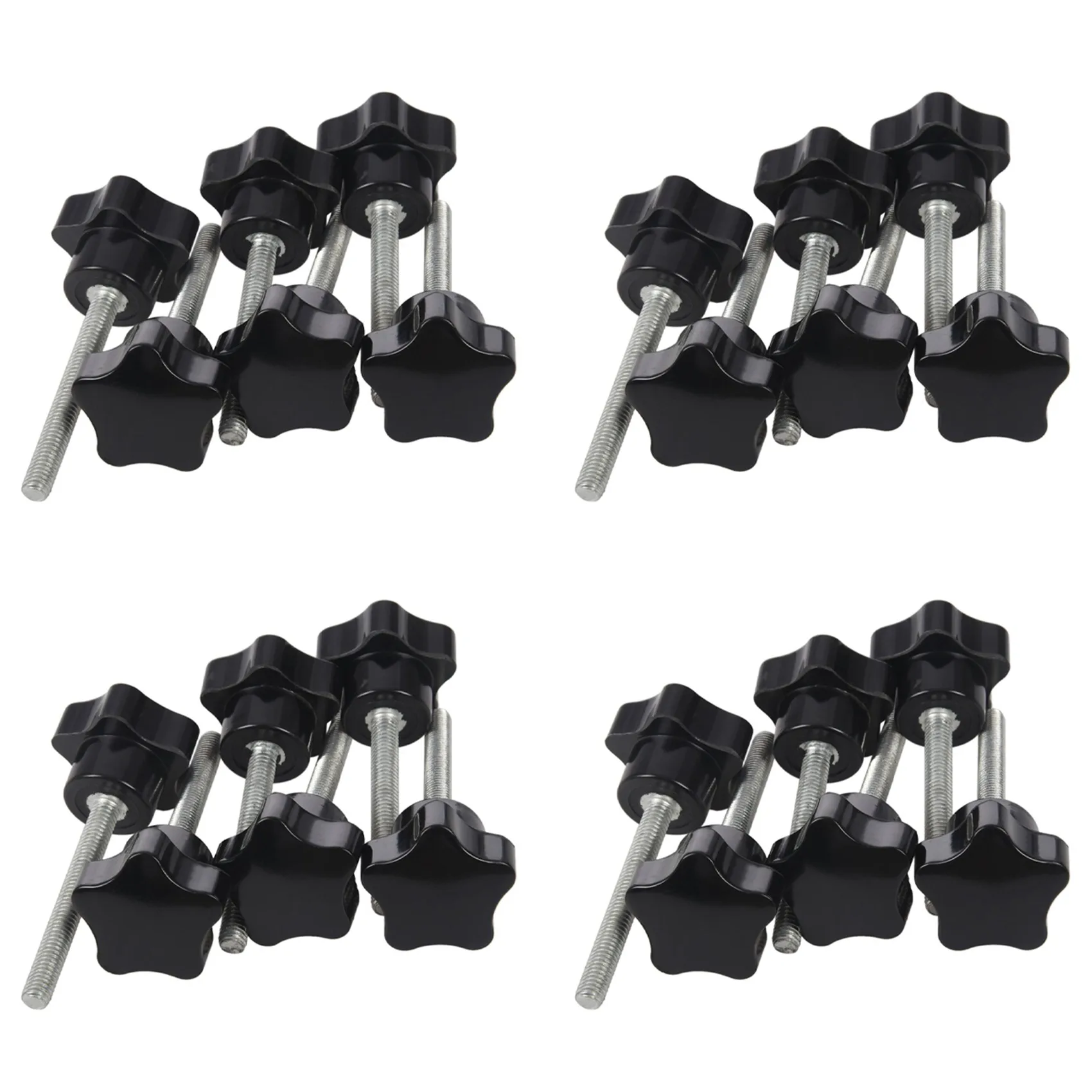 

A36T-24 Pcs M6 X 50 Mm Locking Star-Shaped Plastic Head Male Thread Knob Grip