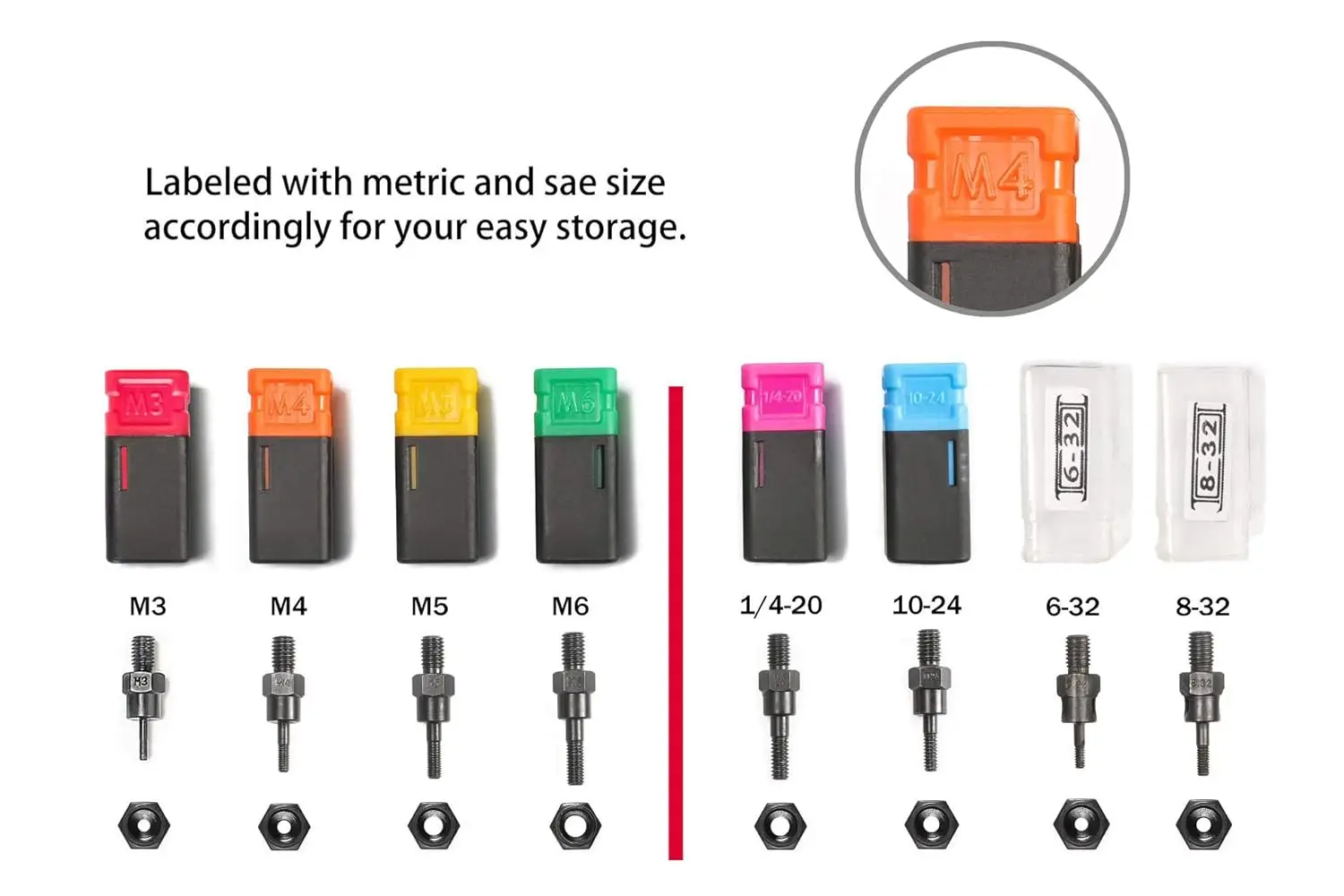 8-Inch Rivet Nut Gun with M3-M6 and SAE Threads, Hand Riveter Tool for Easy Fastening