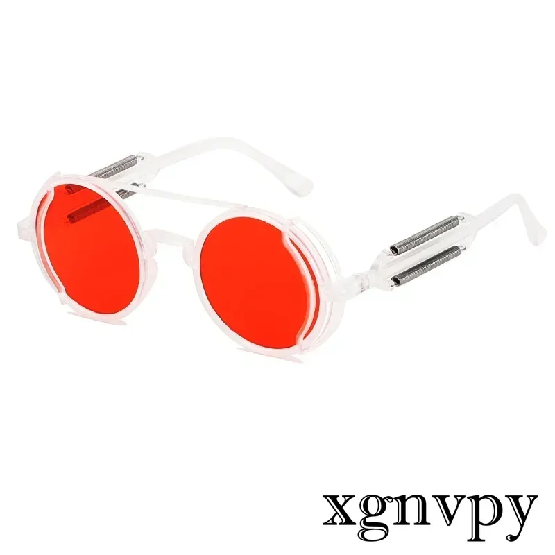 xgnvpy 2024 New In Cyberpunk Style Round Frame Sunglasses Simple Trend Spring Foot Design Womens Sunglasses Steampunk Glasses