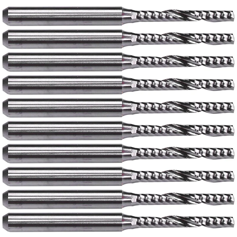 

10X 2Mm X 15Mm Carbide Single Flute Spiral End Mill CNC Router Bit