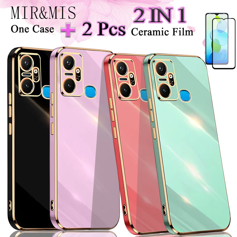 

2 IN 1 Plating Case For Infinix Smart 6 Plus Case With Two Piece Curved Ceramic Screen