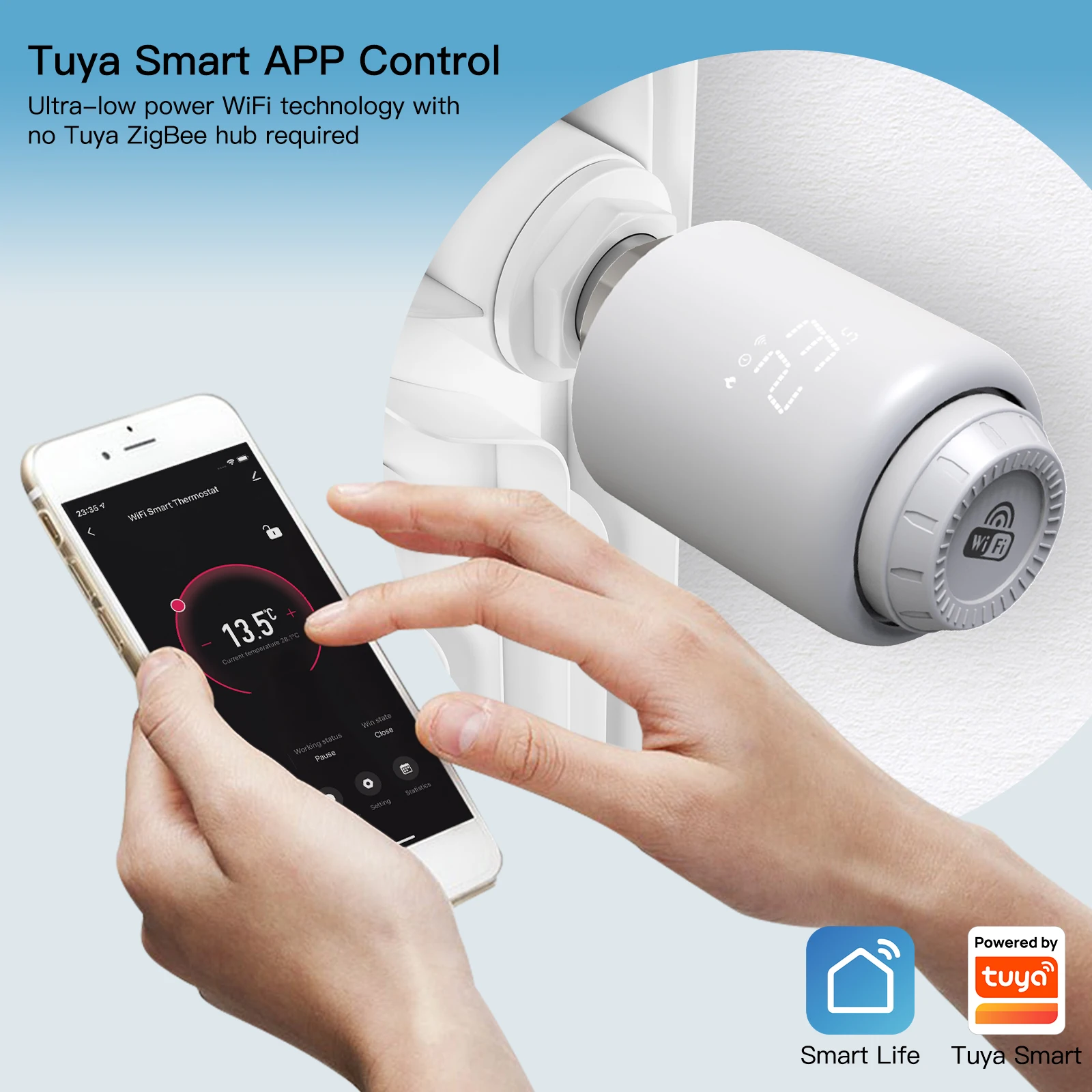 Go Tuya aktuator katup Radiator termostatik WiFi cerdas, pengendali temperatur pemanas rumah jarak jauh Alexa Google Home suara