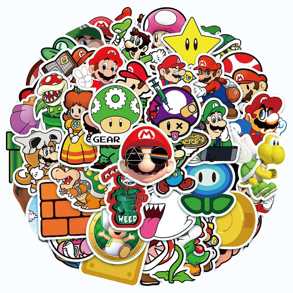 10/30/50pcs Game Super Mario Bros Cartoon Stickers Cute Anime Decals Graffiti DIY Laptop Guitar Kawaii Sticker Fun for Kids Gift