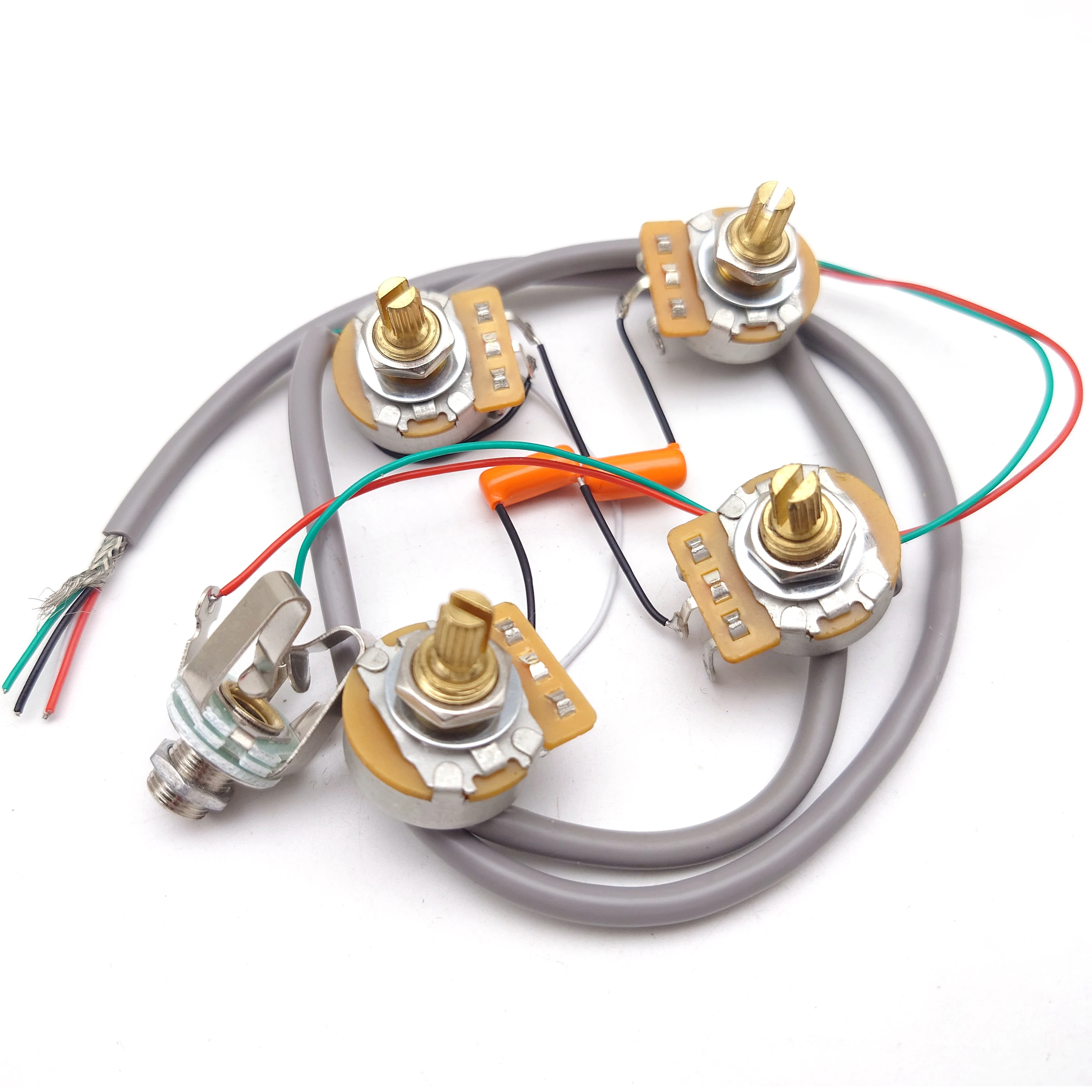 

Pre-Wired Guitar Wiring Harness Kit 4pcs Long Shaft Pots for LP SG Style Electric Guitar