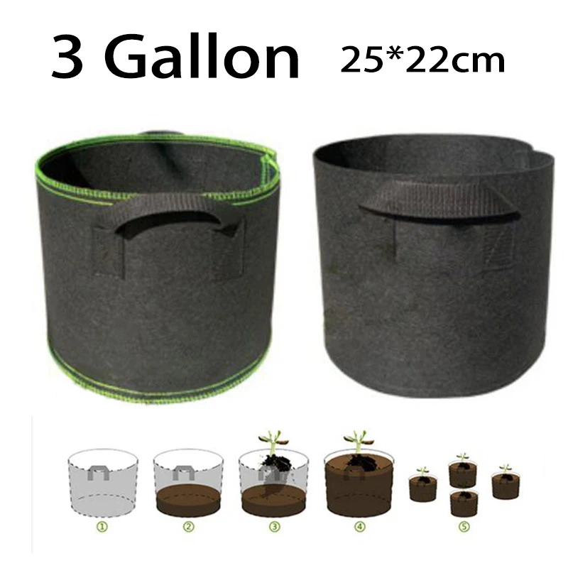 

1/3pcs 3 Gallon Plant Grow Bags Garden Tools Fabric Pot Jardim Home Gardening Flowers Plant Growing Grow black or green