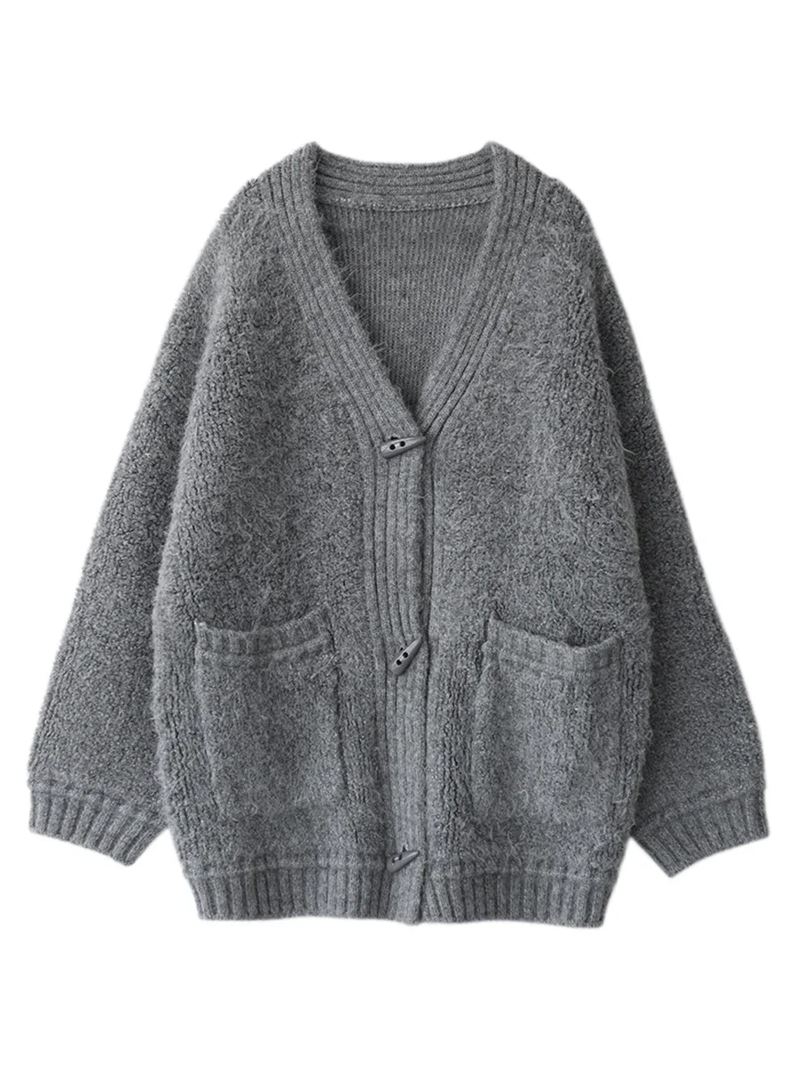 Chique Ven Koreaanse Dames Vest Losse V-Hals Dames Knitwear Dikke Warme Mode Trui Vrouw Gebreide Truien Herfst Winter 2024