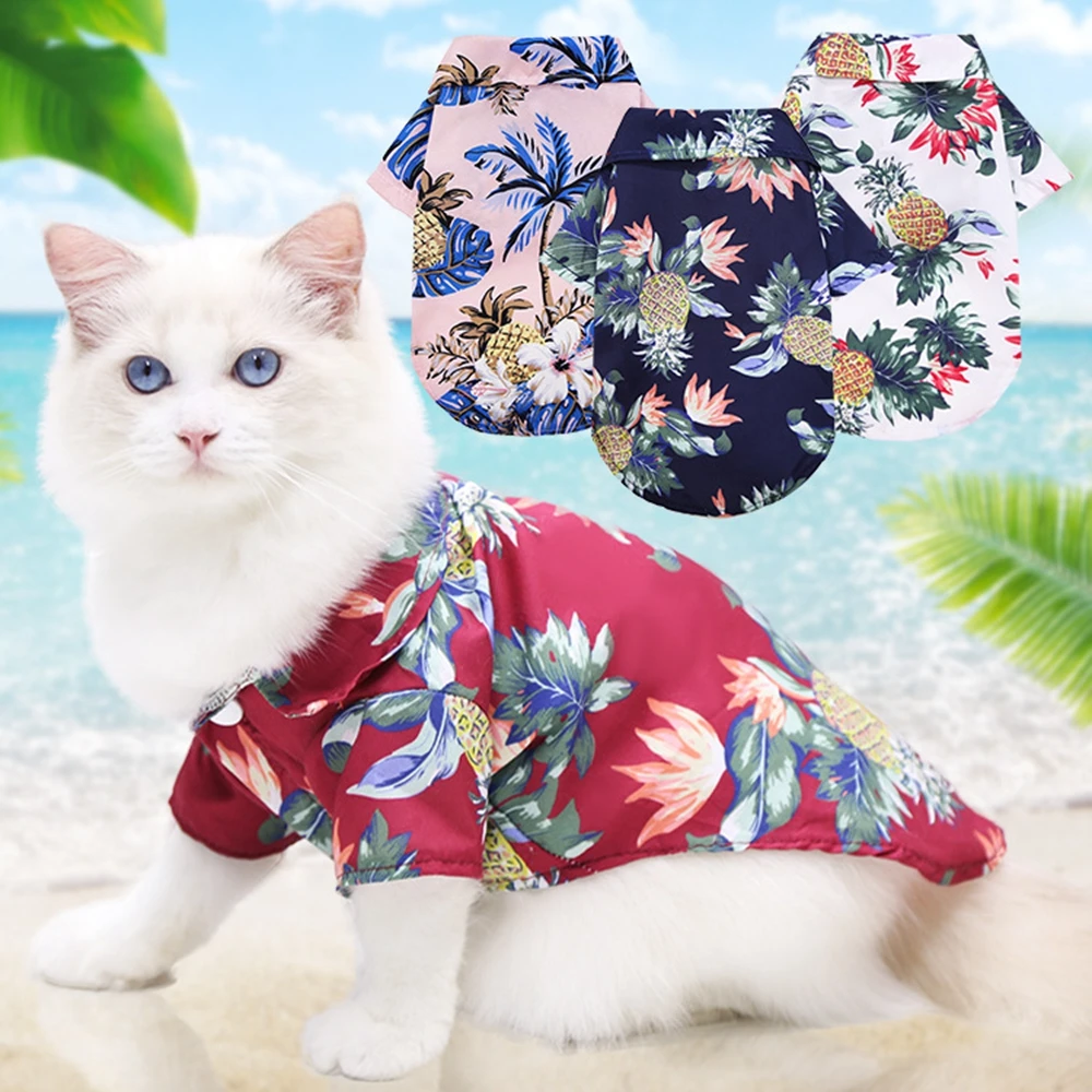 

Beach Hawaiian Clothing for Small Large Dog T-Shirt Chihuahua Pet Products Cat Clothes Pet Vest Dog Shirts