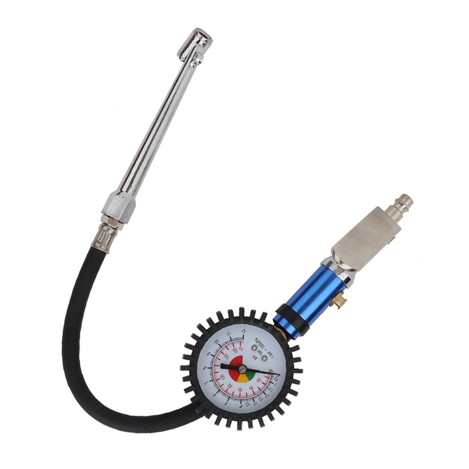 Pump Gun Inflator Gun 12 Bar Self clamping Tire Inflator with Air Pressure Gauge and Quick Air Connector Tire Inflator Gauge