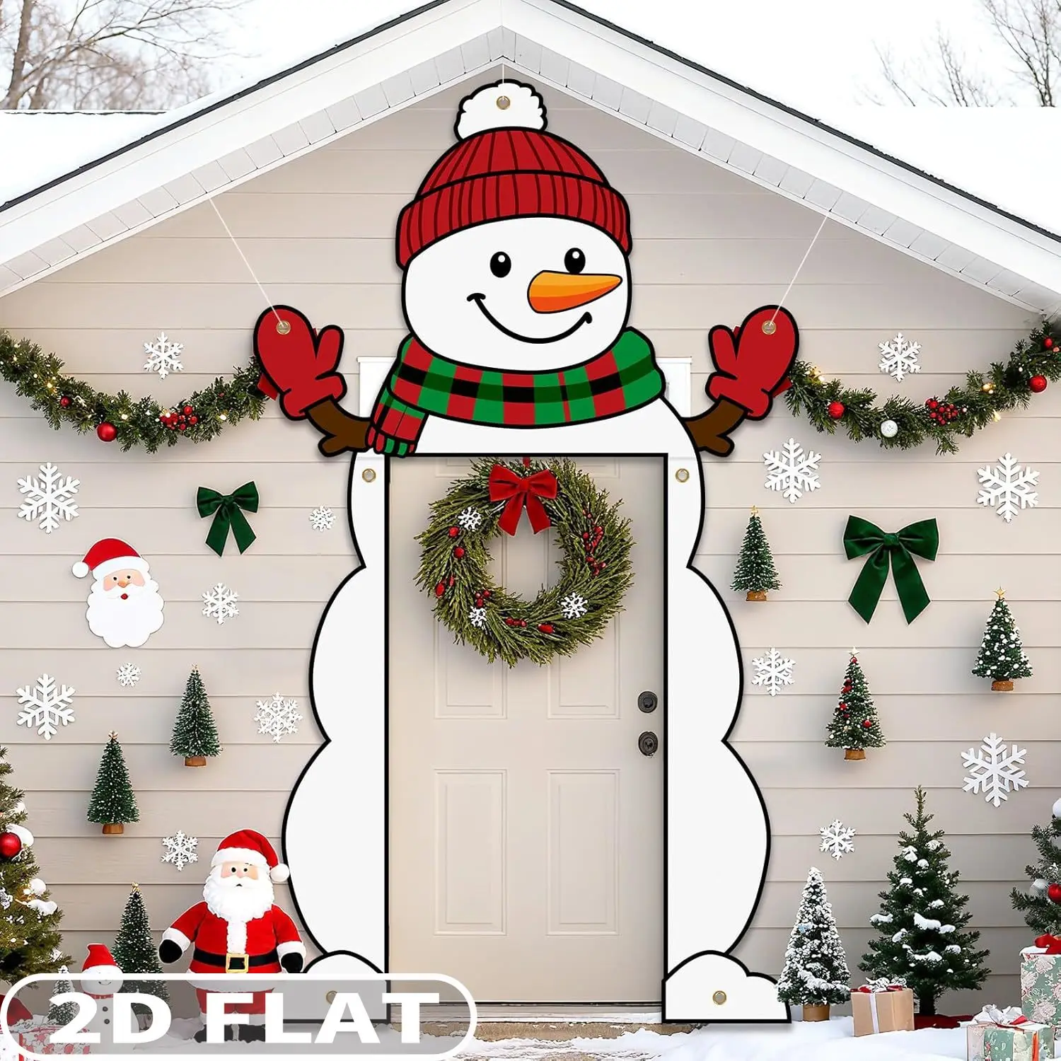 

1 set Christmas Snowman Porch Banner, Gift Box Merry Christmas Party Banner, Snowman Archway Door Banner, Hanging Porch Sign