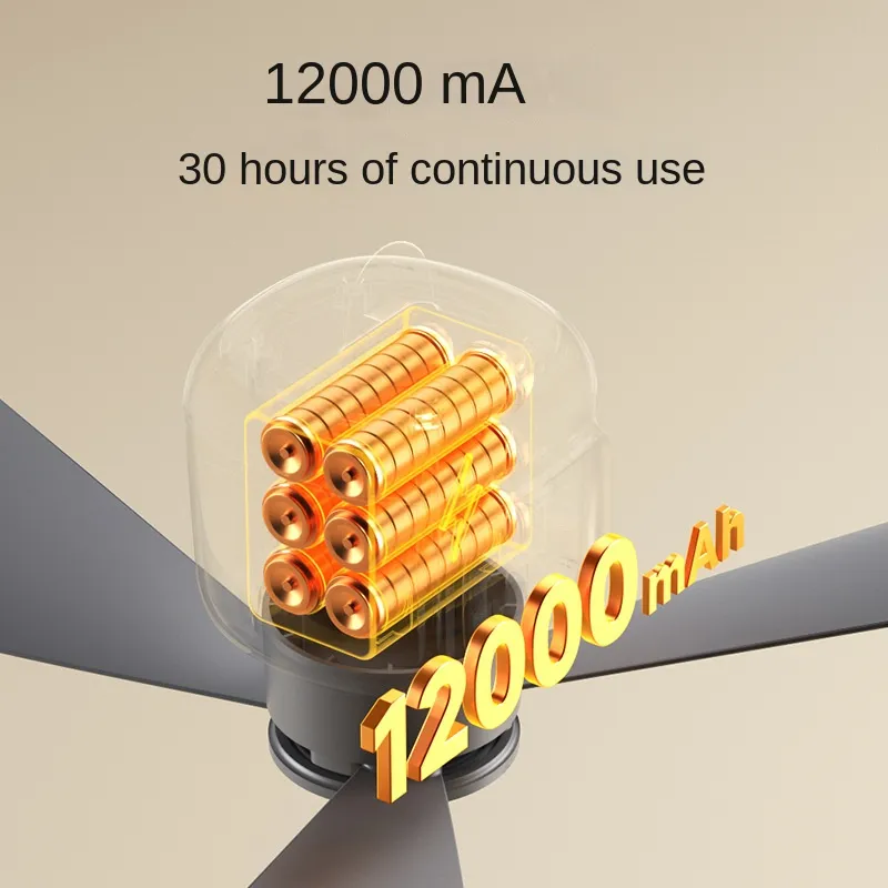Remote Control Large Size Ceiling Fan USB Wireless Cooling Fan 12000\8000mAh Portable LED Night Light Camping Fan Ceiling Fan - Detail Angle #03