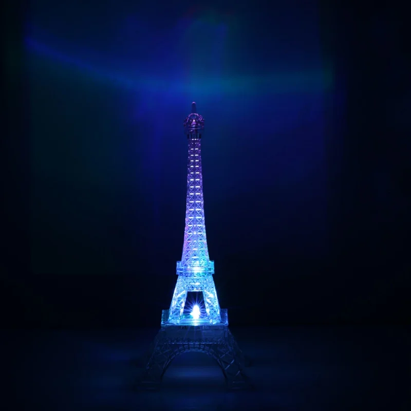 Paris Eiffel Tower Figurines Miniatures Mini Eiffel Tower LED Color Changing Night Light Home Bedroom Party Lamp Lights Lamp