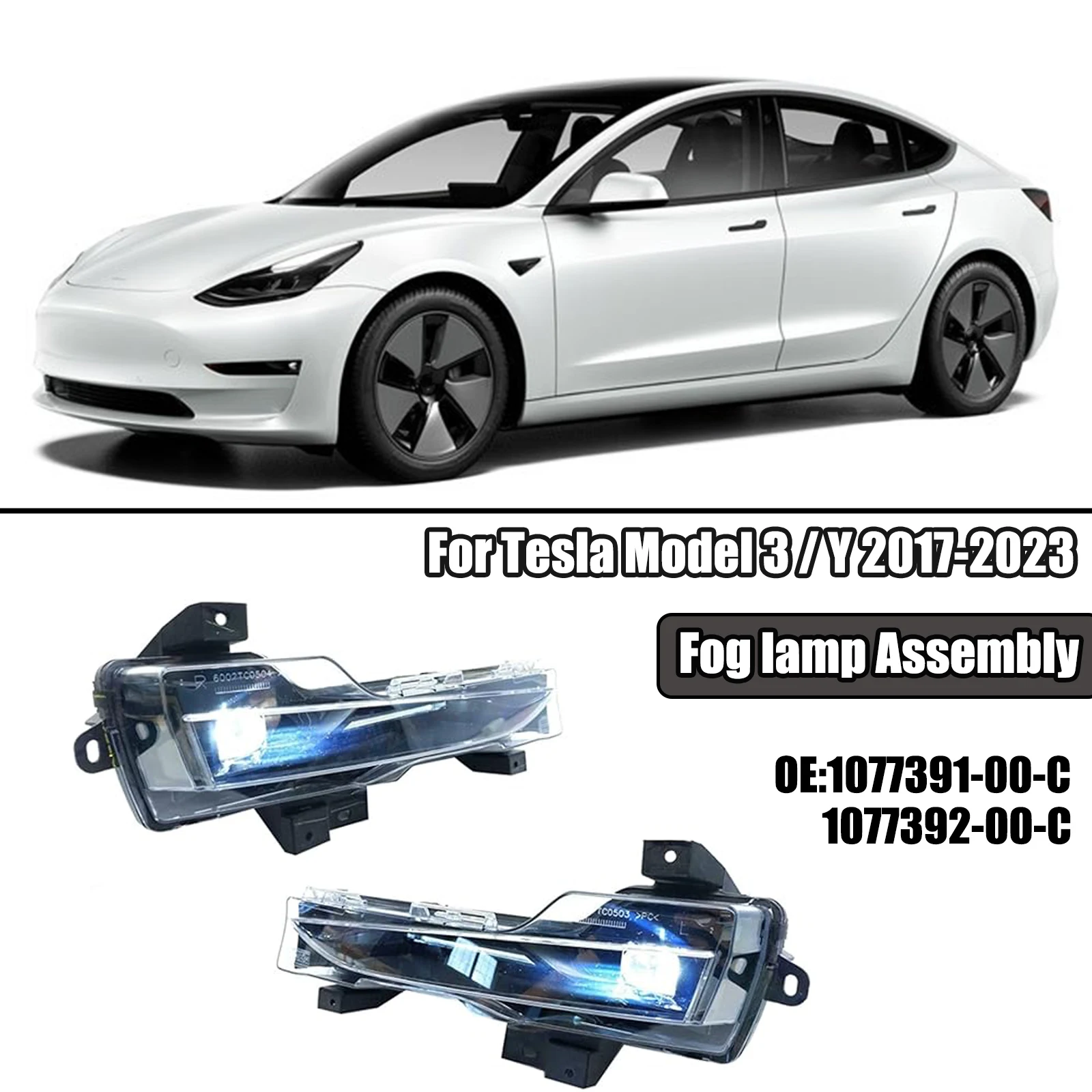 Luzes de nevoeiro dianteiras, lâmpada de sinalização de giro, versão Euro, Tesla Model 3 Y, 1077391-00-C, 1077392-00-C, 1077392-00-C, 1077392-00-C, 2017-2023