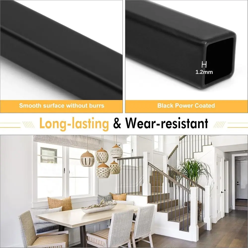 36 Hollow Single Basket Double Twist Wrought Iron Balusters for Interior Staircase, Black