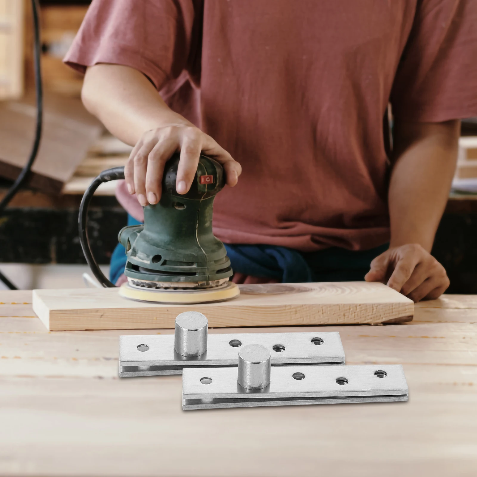 

2pcs Stainless Steel Door 360 Degree Rotatable Pivot Concealing Hinge Hidden Swivel Central Heavy Duty Door Hardware For