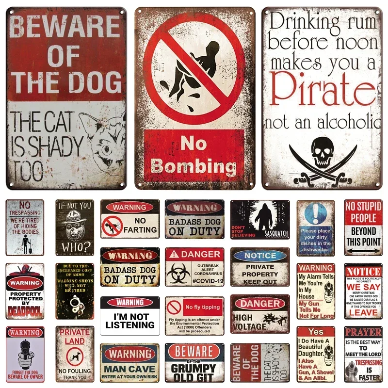 Warning No Farting Slogan Vintage Metal Tin Signs Home Bar Pub Decorative Plates Danger Retro Sign Wall Stickers Art Poster