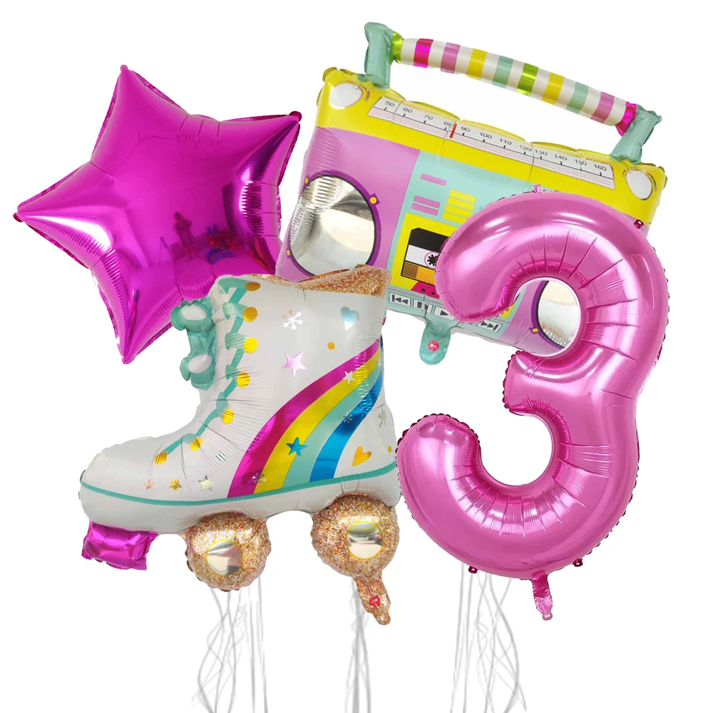 4pcs Ice Roller Skate And Radio Balloons Inflatable Radio for 90s Parties Decor Hip Hop Theme Birthday Party Decorations Kid Toy view 5