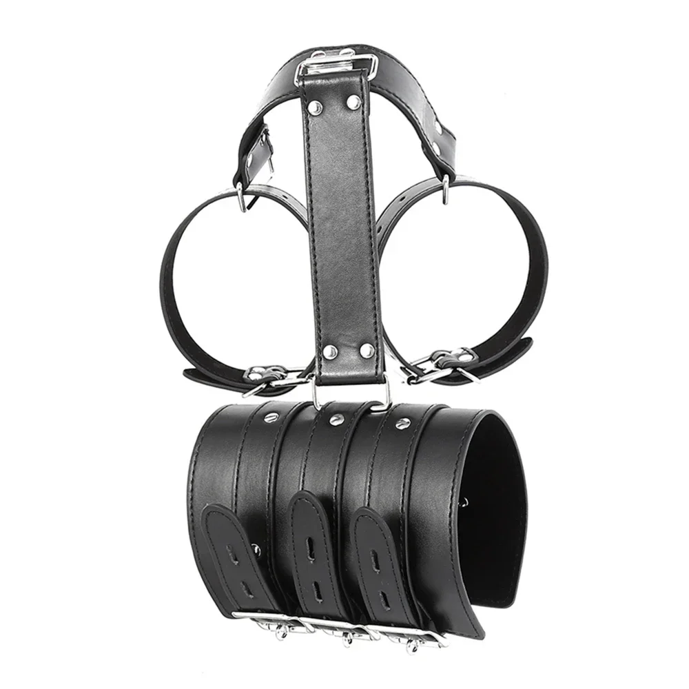 أصفاد جلدية BDSM وموثق ذراع - أصفاد معصم للذراعين خلف الظهر، قيود عبودية ممتازة، ألعاب جنسية غريبة للنساء