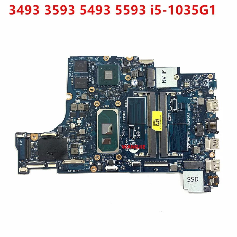 FD145 LA-J091P For DELL Inspiron 3493 3593 5493 5593 Laptop Motherboard SRGKL i5-1035G1 CPU MX230 GPU CN-0MYDJM 0MYDJM MYDJM