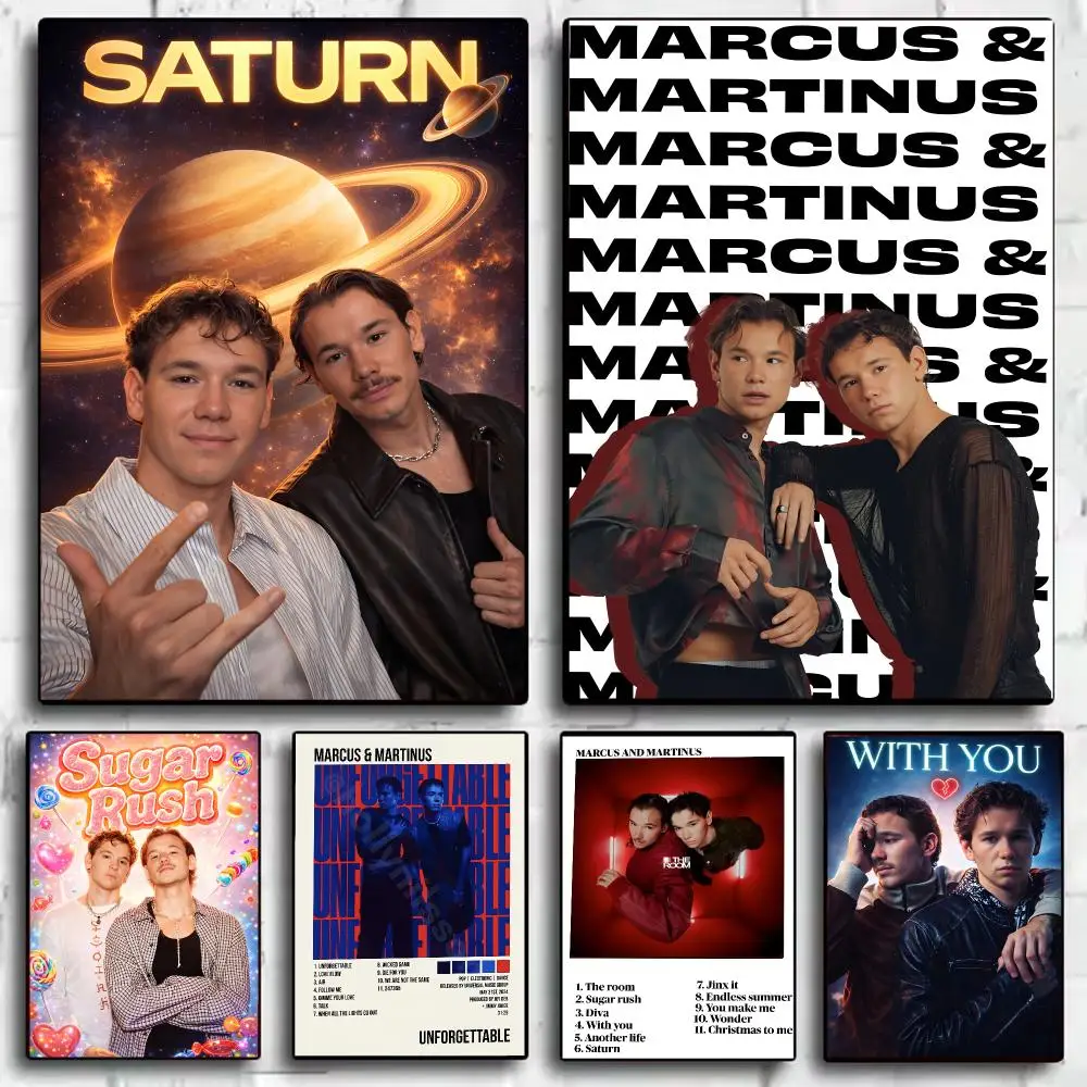 Pop Duo M-Marcus and Martinus Painting Calligraphy Canvas HD Poster Waterproof Fade Resistant Wall Art Print for Home Decor