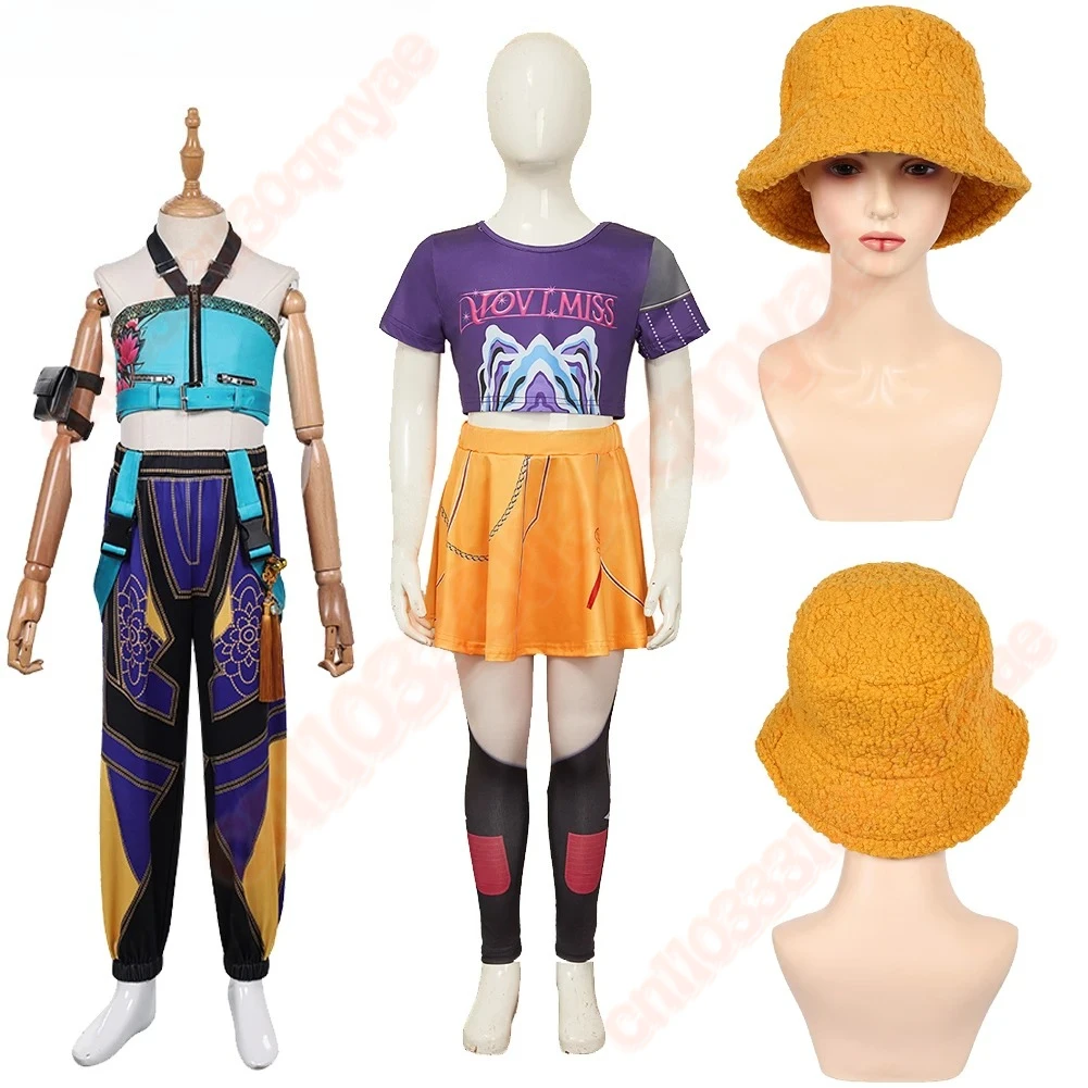 

Kids Zoey Mira KPop Demon Hunters Costume Hat Roleplay Girl Stage Performance Prop Clothing Halloween Cosplay Suit Accessories