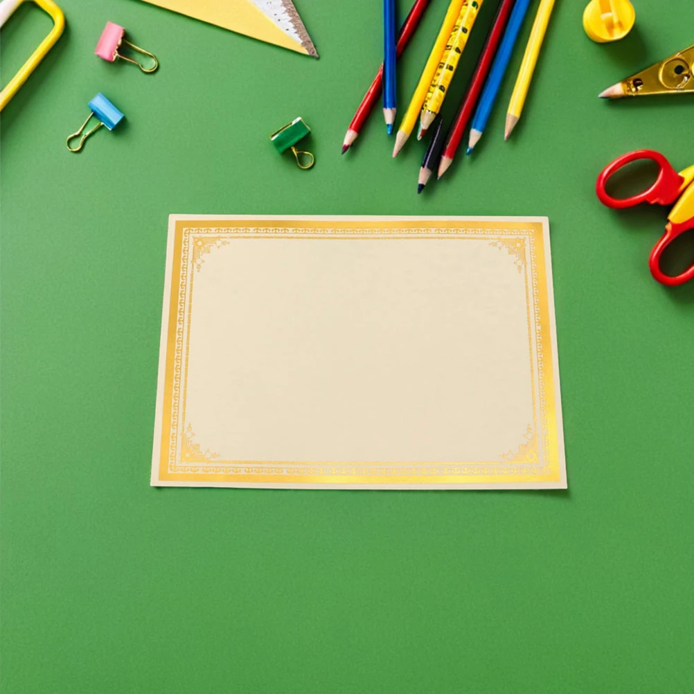 6Pcs Blank Certificate Sheets Gold Foil Border Printable Paper for Awards Graduation Diplomas Employee Recognition